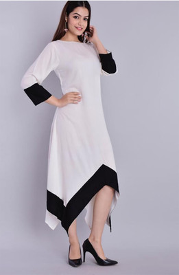SONUJA Women A-line White Midi/Calf Length Dress