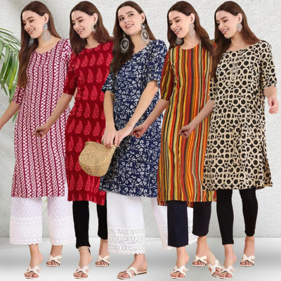 1 Stop Fashion Women Printed A-line Kurta(Multicolor)