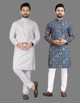 DHASU TRENDZ Men Printed Straight Kurta(Multicolor)