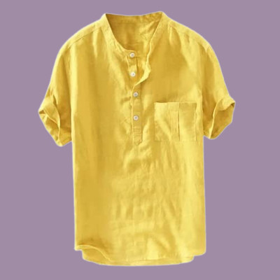 HouseOfCommon Men Solid Straight Kurta(Yellow)