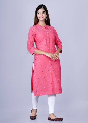 Glowworld Women Printed Straight Kurta(Pink)