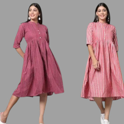 HouseOfCommon Women Striped Anarkali Kurta(Multicolor)