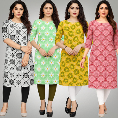veemora Women Printed Straight Kurta(Multicolor)
