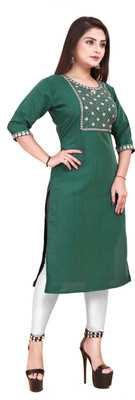 Jayshree Fab Women Embroidered A-line Kurta(Green)