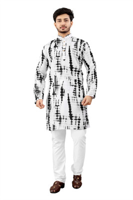 DHASU TRENDZ Men Dyed/Ombre Straight Kurta(Black, White)