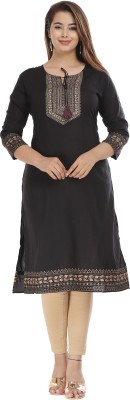 KKT Women Self Design Anarkali Kurta(Black)