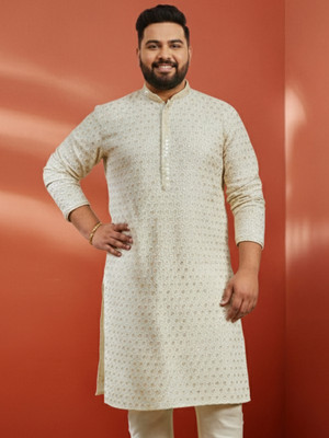 VASTRAMAY Men Embellished Straight Kurta(Grey)