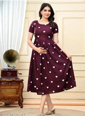 Kddy Clothing Women Printed A-line Kurta(Maroon)