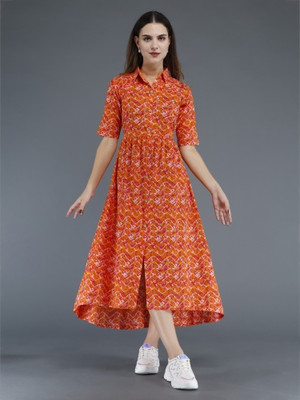 Maternityhood Women A-line Orange Midi/Calf Length Dress