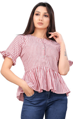 HouseOfCommon Women Self Design A-line Kurta(Pink)