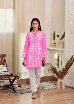 A To Z Cart Women Embroidered A-line Kurta(Pink)