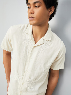 MAX Men Self Design A-line Kurta(Beige)