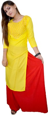 Maan Women Solid A-line Kurta(Yellow)