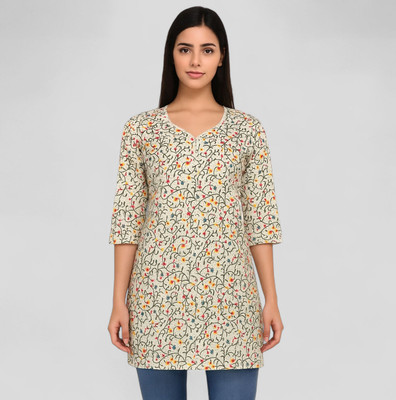 AdityaTopNotch Women Printed Straight Kurta(Beige)