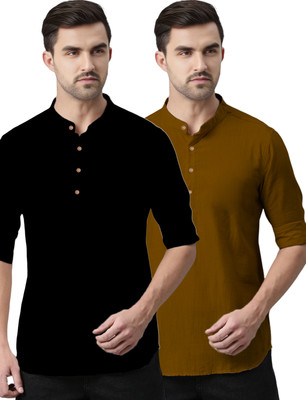 Vida Loca Men Solid Straight Kurta(Gold)