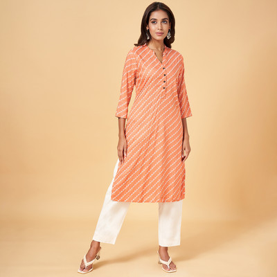 Rangmanch by Pantaloons Women Printed Straight Kurta(Pink)