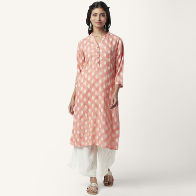 Rangmanch by Pantaloons Women Printed Straight Kurta(Pink)