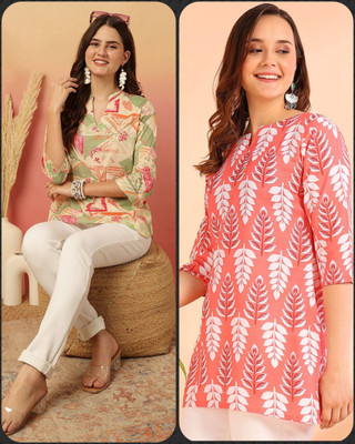 V And V Shop Women Floral Print A-line Kurta(Multicolor)