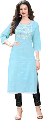 LGH Women Printed A-line Kurta(Light Blue)
