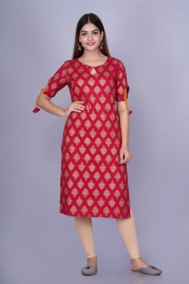 Azad Fashion Women Self Design Straight Kurta(Red)