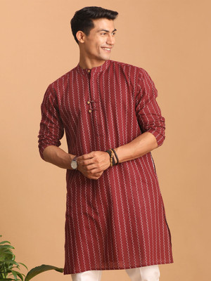 Shvaas By Vastramay Men Printed Straight Kurta(Maroon)