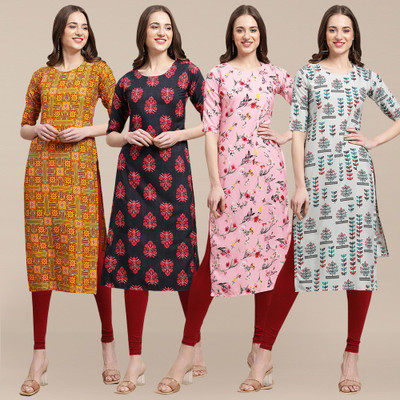 EthnicBasket Women Printed Straight Kurta(Multicolor)