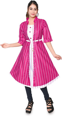 LAYRA Women Floral Print A-line Kurta(Pink)
