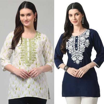 STYLE PREZONE Women Embroidered A-line Kurta(Multicolor)