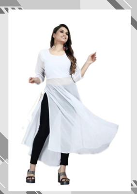 Panth Creation Women Solid A-line Kurta(White)