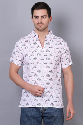 AXOLOTL Men Printed Straight Kurta(White)