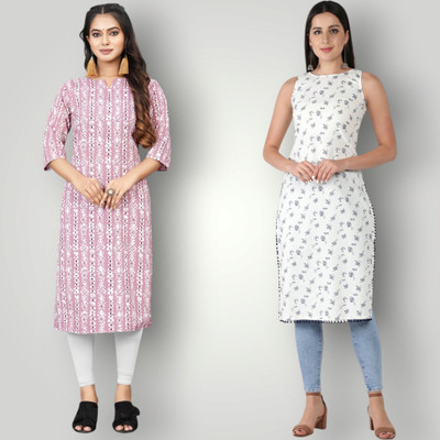 HouseOfCommon Women Self Design Straight Kurta(Multicolor)