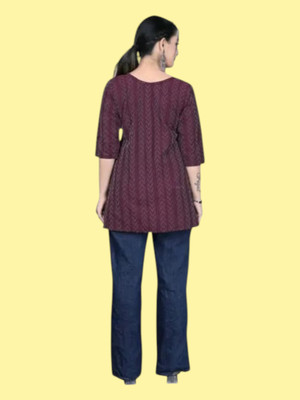 Rangrasiya Tex Women Printed Anarkali Kurta(Maroon)