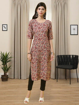 1 Stop Fashion Women Printed A-line Kurta(Maroon)
