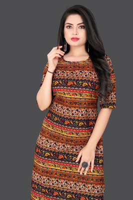 Tashvi Creation Women Printed A-line Kurta(Orange)
