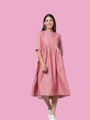 Kfashionb Women Fit and Flare Multicolor Ankle Length Dress