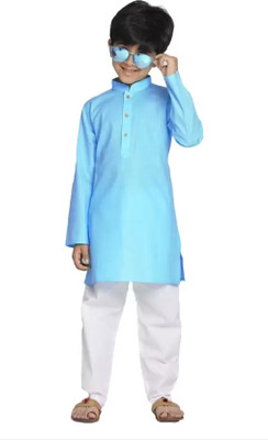KSH Trendz Boys Festive & Party Kurta and Pyjama Set(Light Blue Pack of 1)