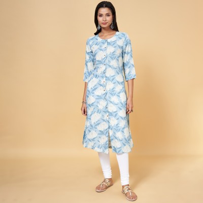 Rangmanch by Pantaloons Women Printed A-line Kurta(Blue)