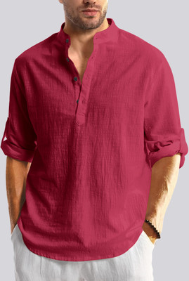 ZARTHA Men Solid Straight Kurta(Maroon)