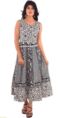 MOHINI CREATION Women Printed Flared Kurta(Black)