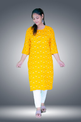 Revaata Women Printed A-line Kurta(Yellow)