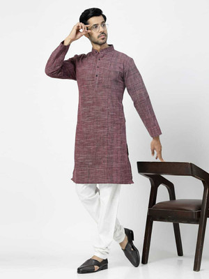 Rohilcrust Men Solid Straight Kurta(Purple)