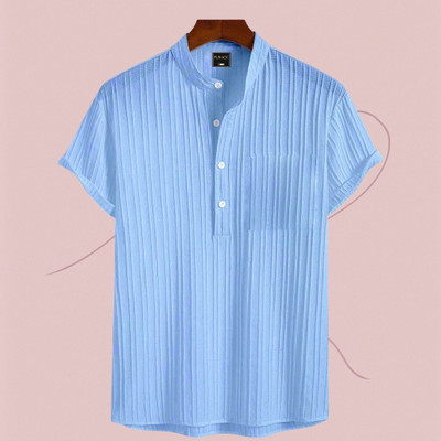 Look Trendy Men Printed Straight Kurta(Light Blue)