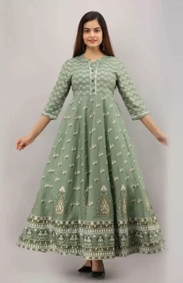 DPC FASHION Women Printed Anarkali Kurta(Light Green)