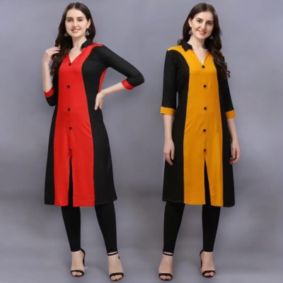 VIVIDH CREATIONS Women Colorblock A-line Kurta(Multicolor)