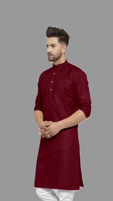 VINAARI Men Solid A-line Kurta(Maroon)