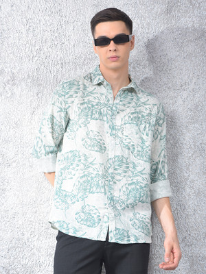 CRIMSOUNE CLUB Men Floral Print A-line Kurta(Green)