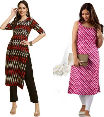 HouseOfCommon Women Printed Straight Kurta(Multicolor)