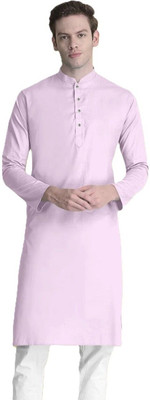 OmakarENT Men Printed Straight Kurta(Pink)