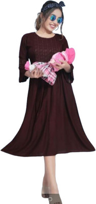 Shri Shyama Creation Women Printed A-line Kurta(Maroon)