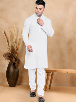 UDANI ENTERPRISES Men Solid Straight Kurta(White)